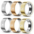6-pack ring covers in silver, gold, and champagne finishes with circular openings