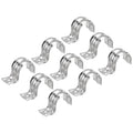 Silver rigid one-hole pipe straps, U-shaped metal brackets for 1-inch pipe