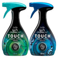 Fabric-spray bottles with teal and blue trigger nozzles