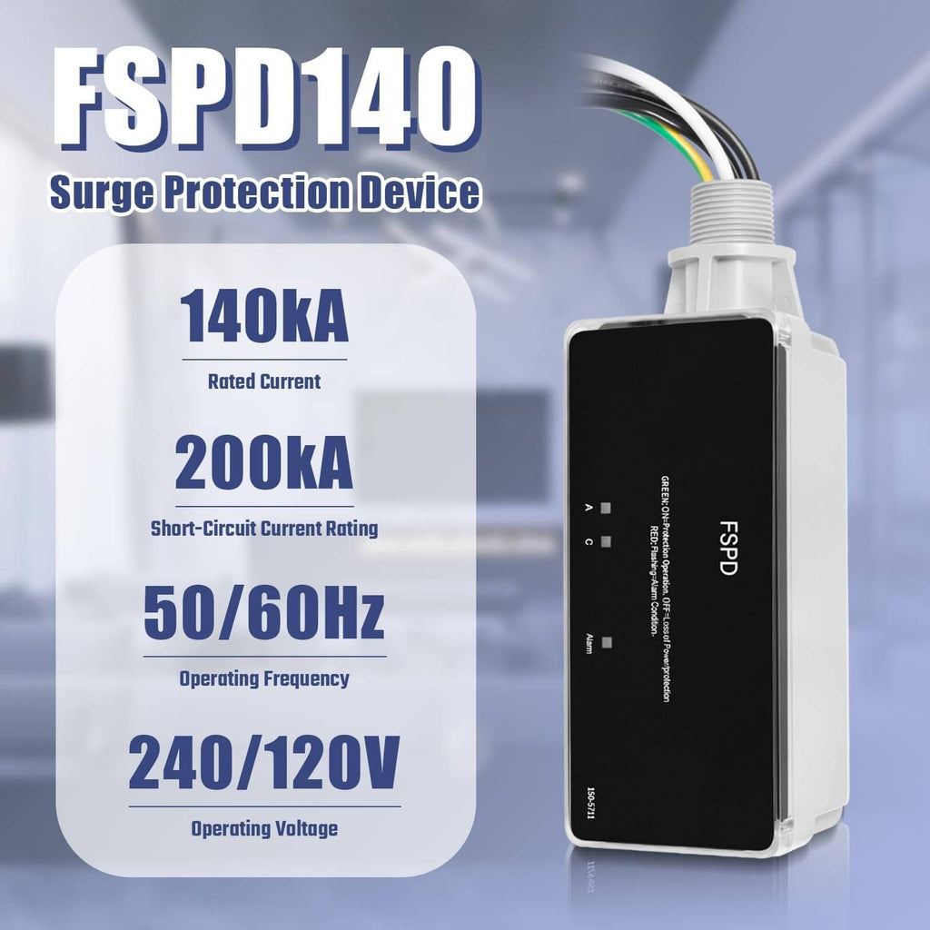 Surge protection device with black display panel and white mounting housing