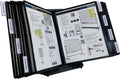 Adjustaview 20-pocket desk reference organizer, open with clear document sleeves in black