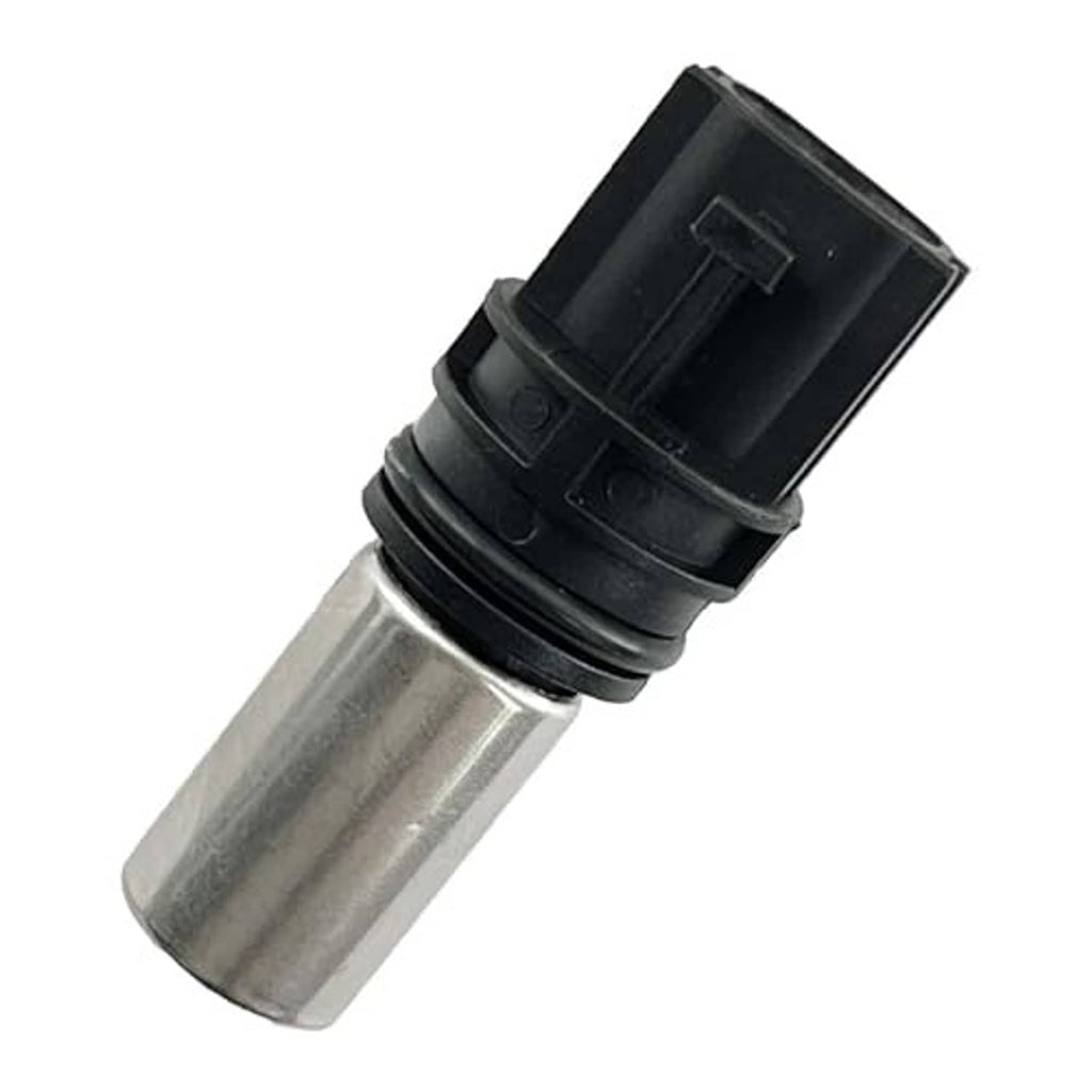Crankshaft position sensor viewed from side, black connector and silver metal tube