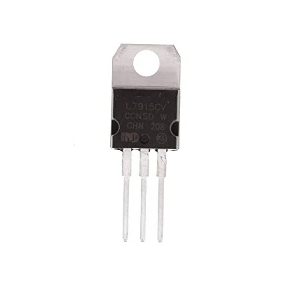 Single L7915 negative voltage regulator in TO-220 package with three metal pins