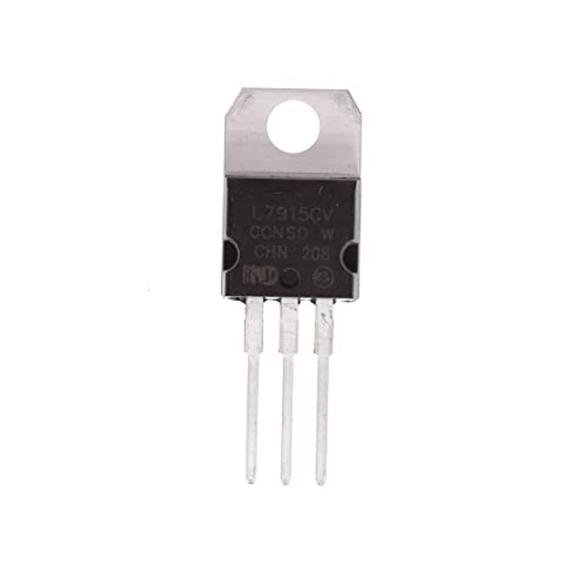 Single L7915 negative voltage regulator in TO-220 package with three metal pins