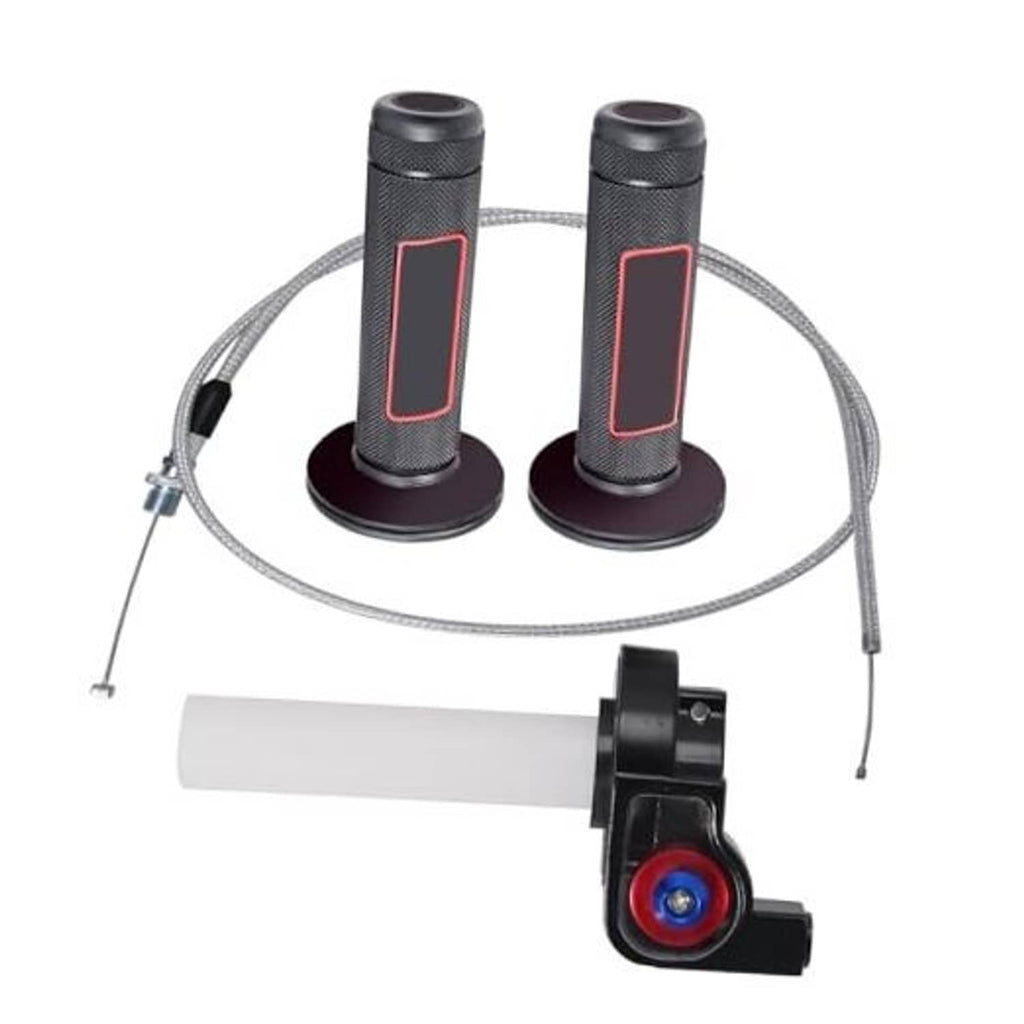 Handlebar throttle grips and cable assembly with white cover and switch