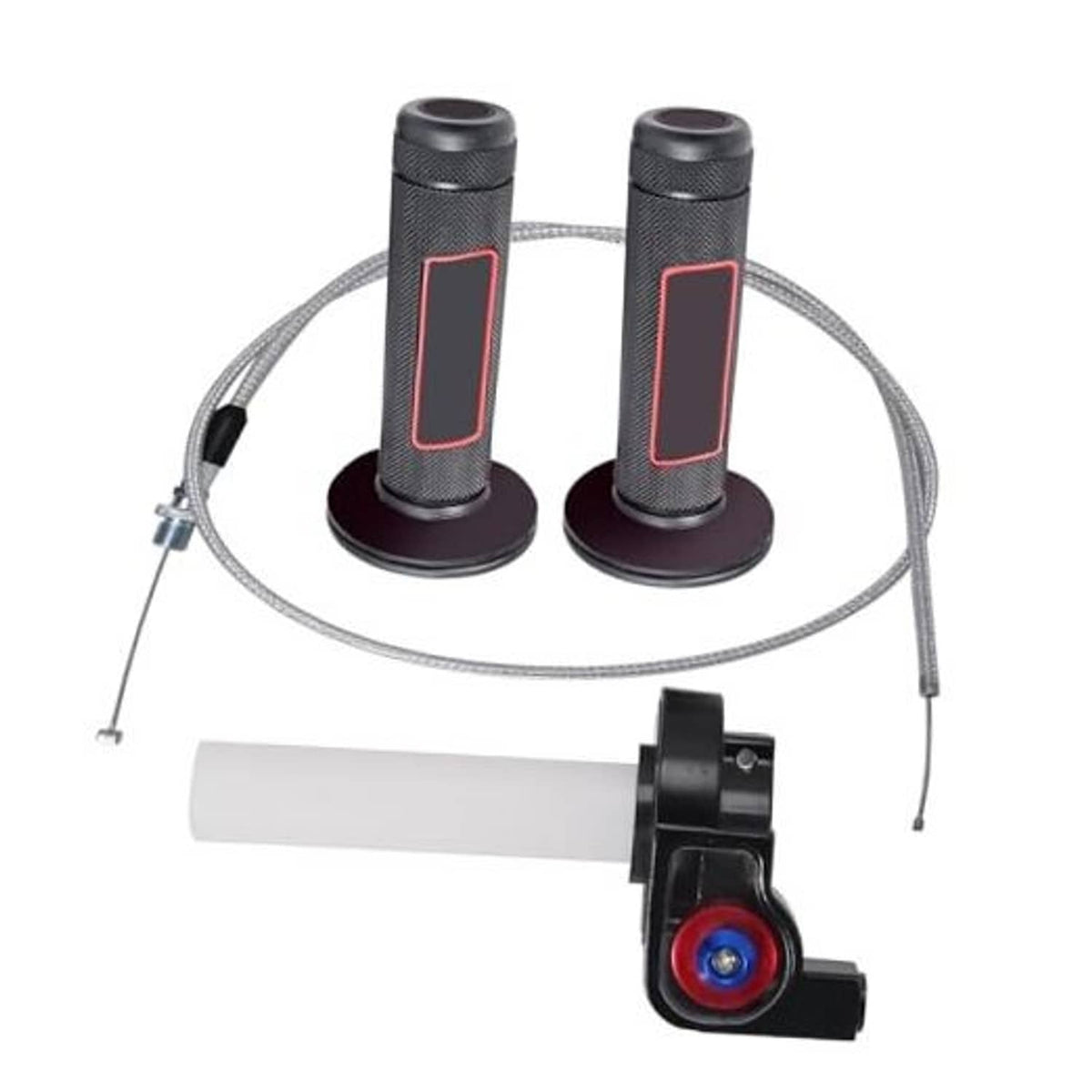 Handlebar throttle grips and cable assembly with white cover and switch