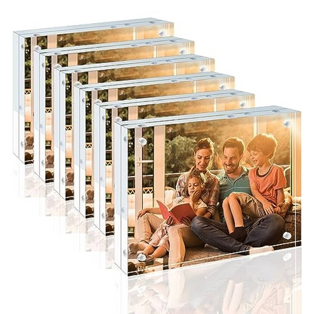 Clear acrylic frameless picture frame set, multiple stacked transparent 5x7 double frames