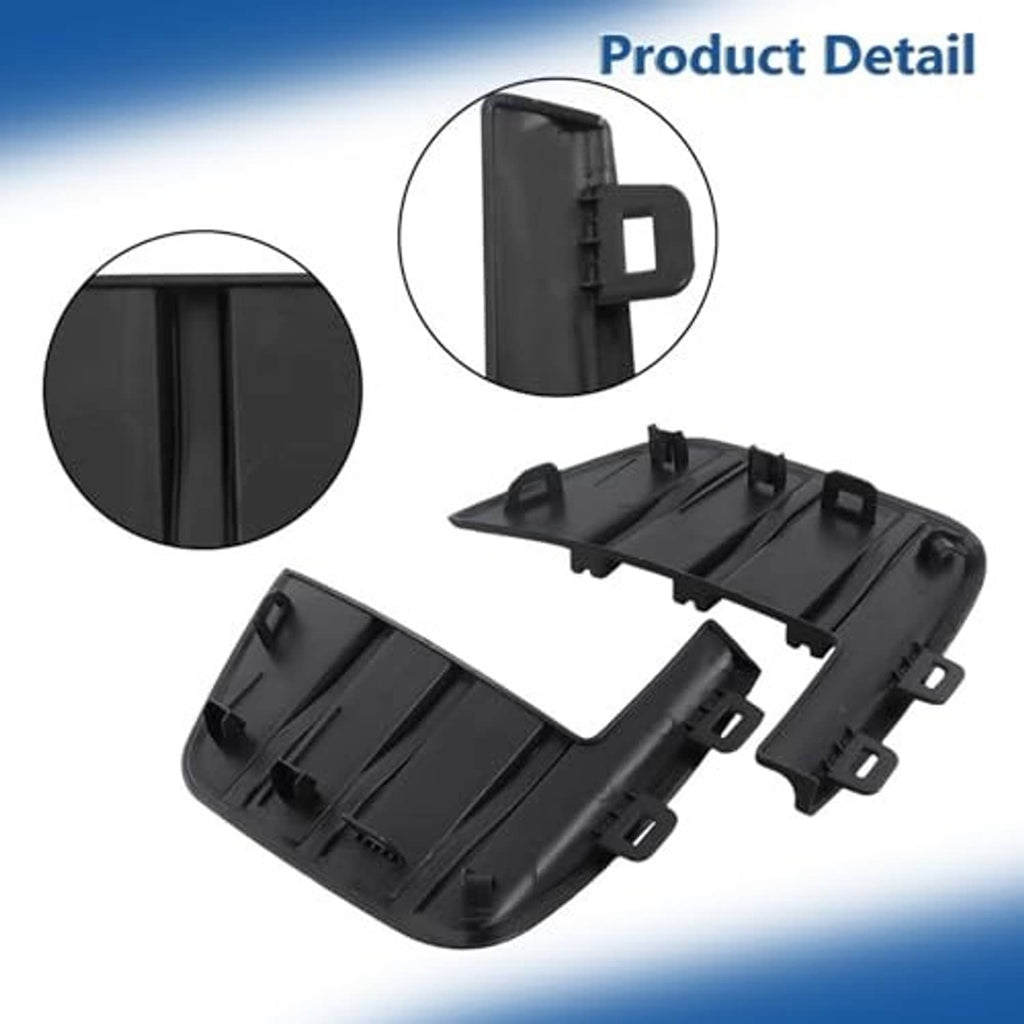 Black front bumper cover trim molding pair with clips and underside brackets