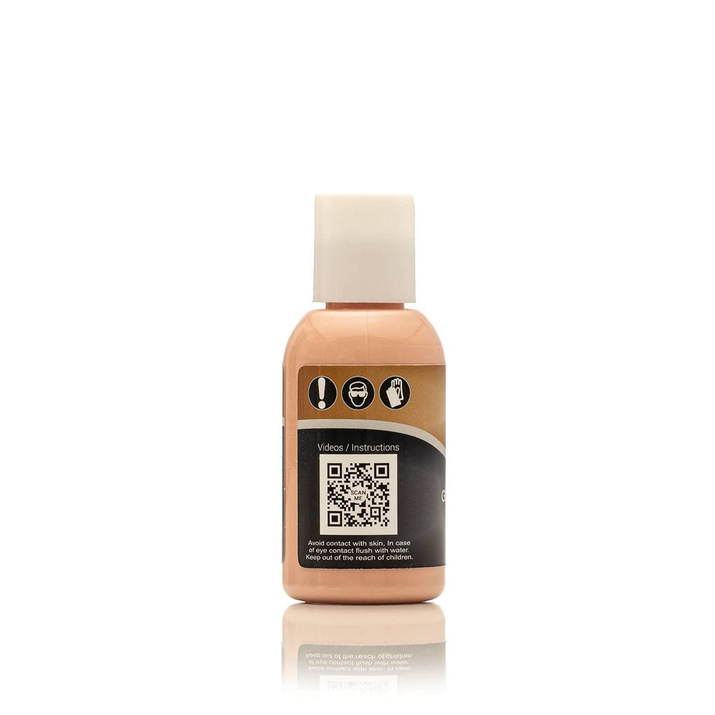 GP-PRO glass polishing compound bottle, back label with QR instructions