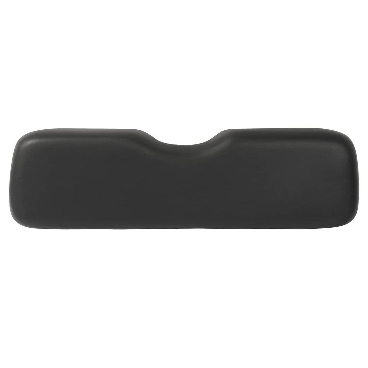 Golf cart seat back cushion, dark black, rounded top and smooth front edge