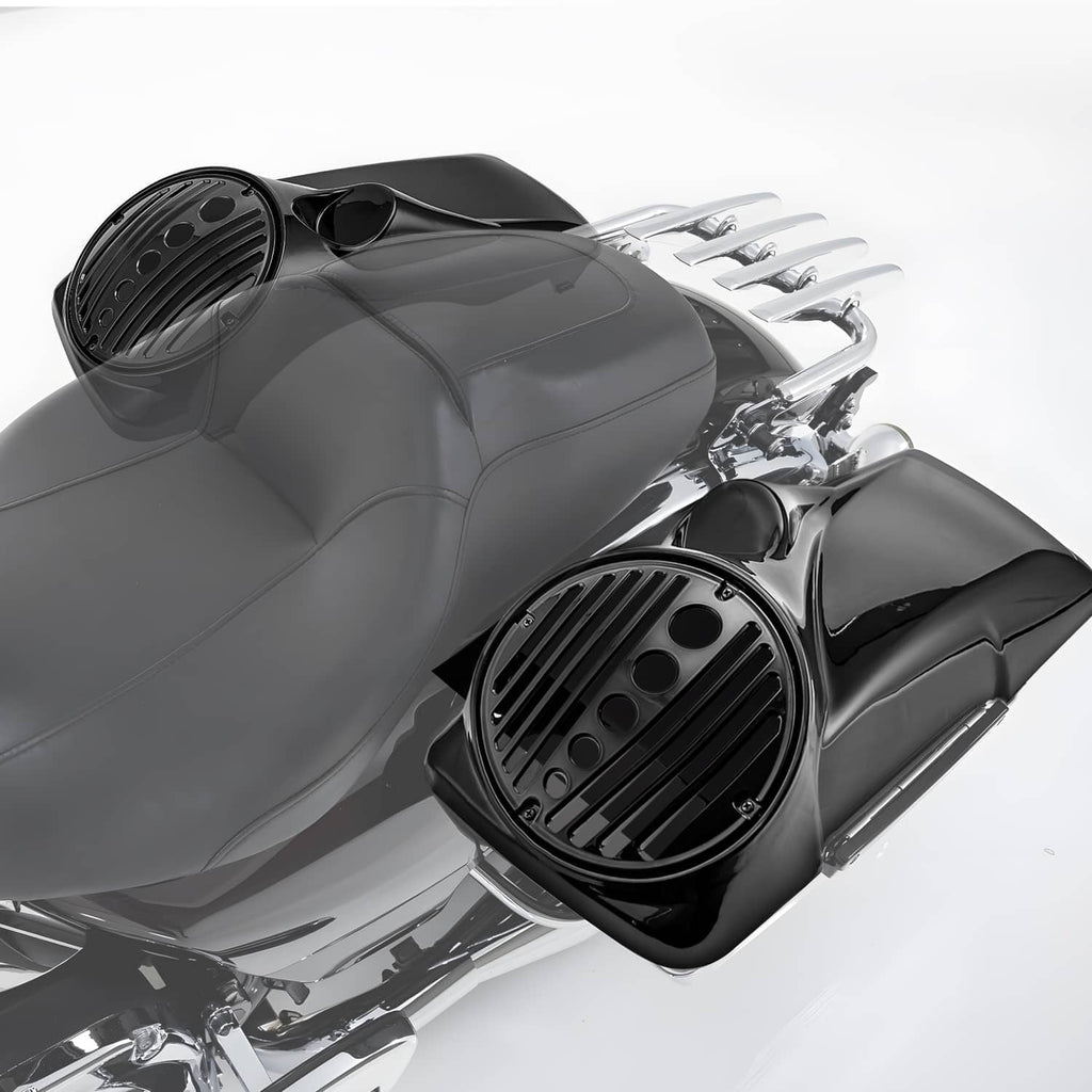 Black 8-inch speaker lid with vented circular grille and tweeter port opening