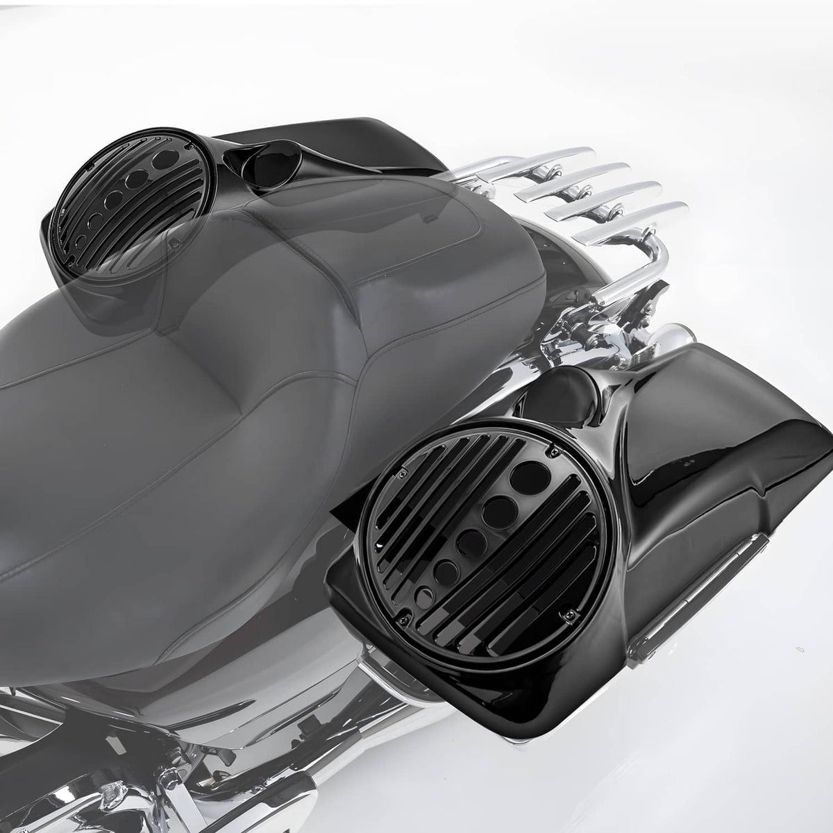 Black 8-inch speaker lid with vented circular grille and tweeter port opening