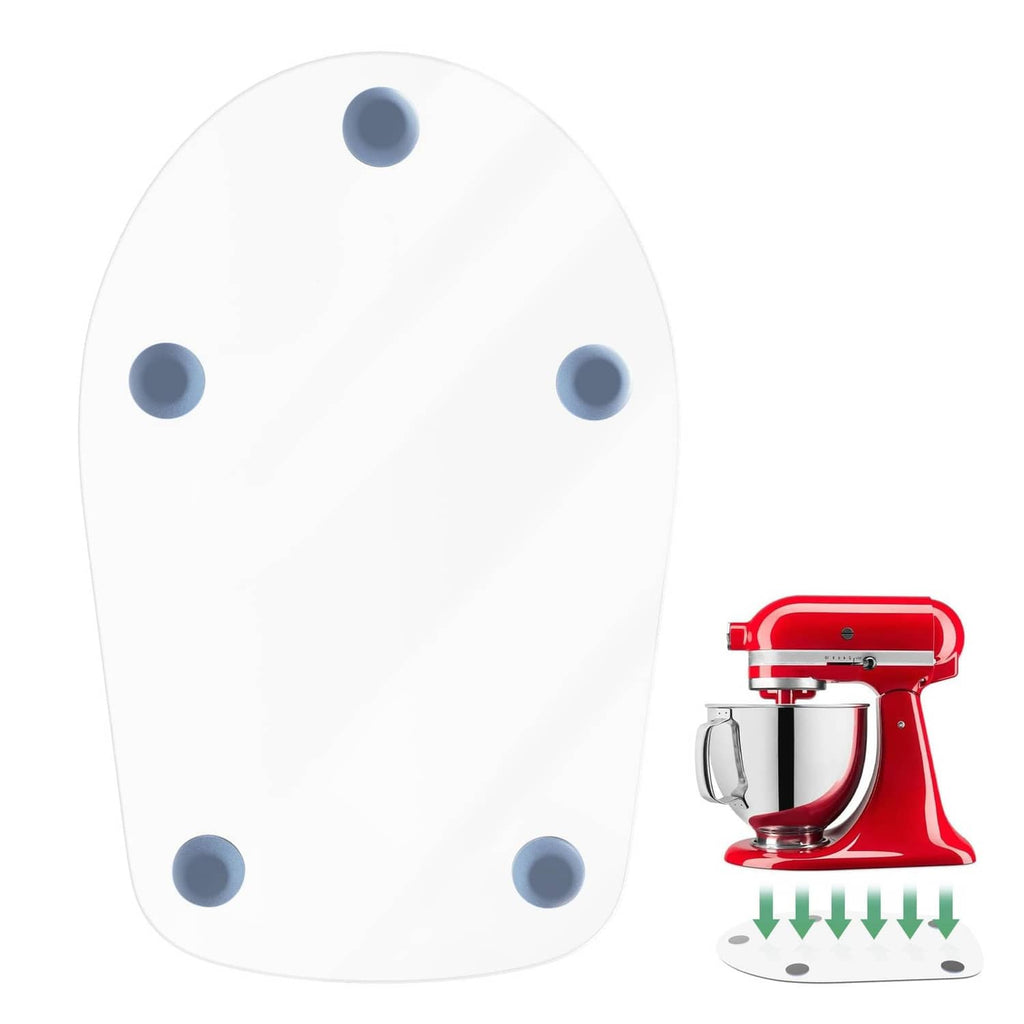White oval mixer moving mat with four blue grip pads for stand mixer bases