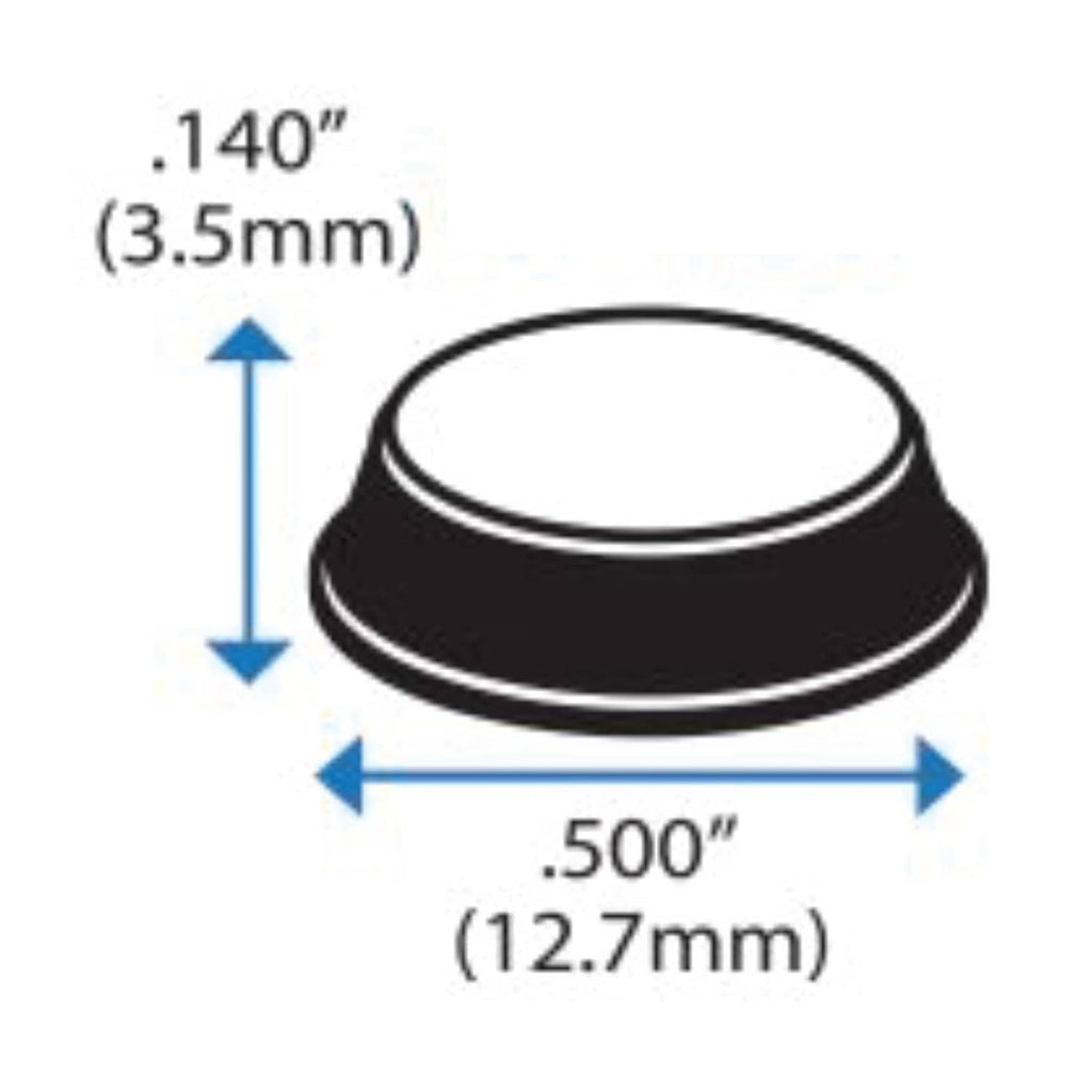 Clear bumper pad size diagram: 0.5 in diameter and 0.14 in height.