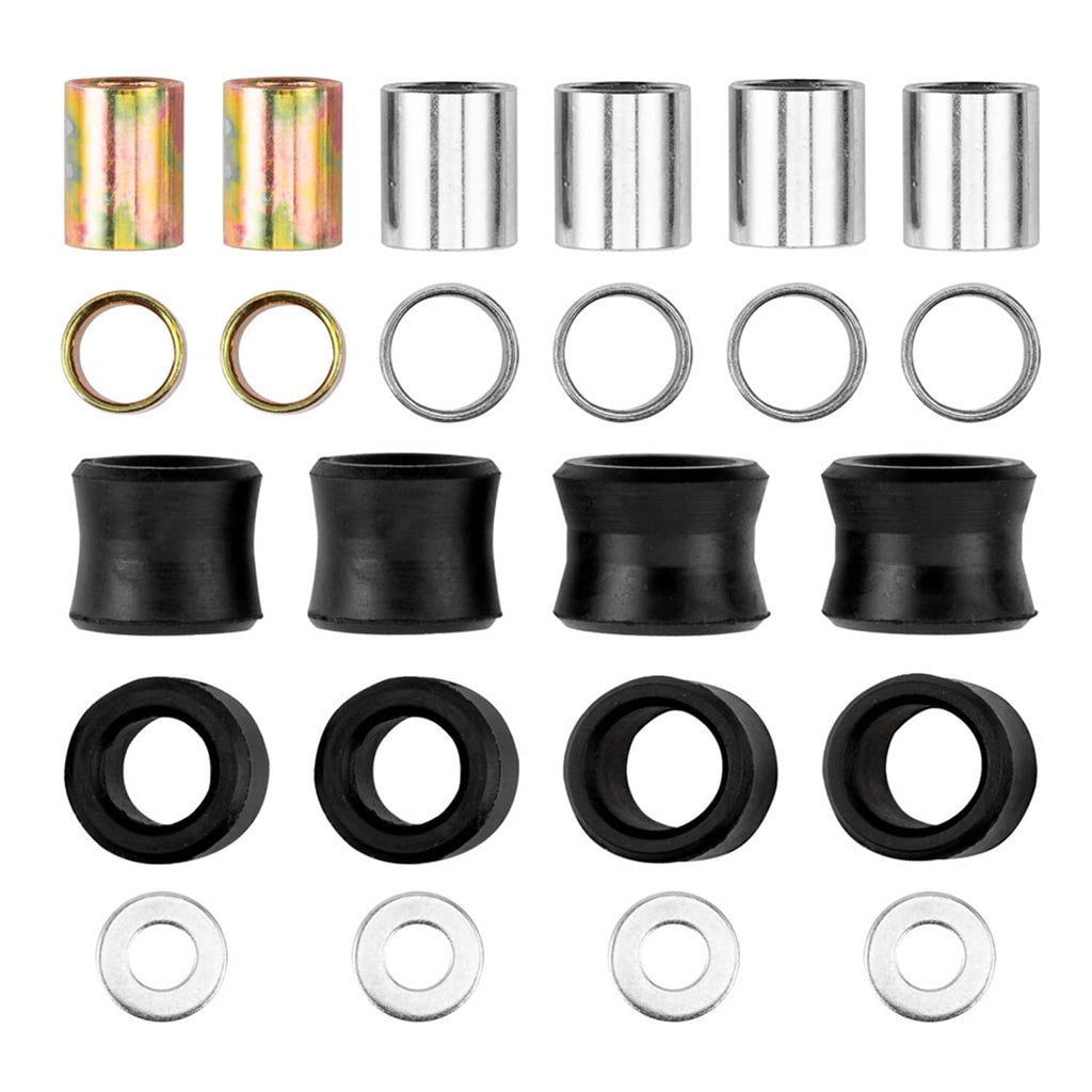 Assorted black and silver suspension bushing sleeves, rings, and washers hardware set