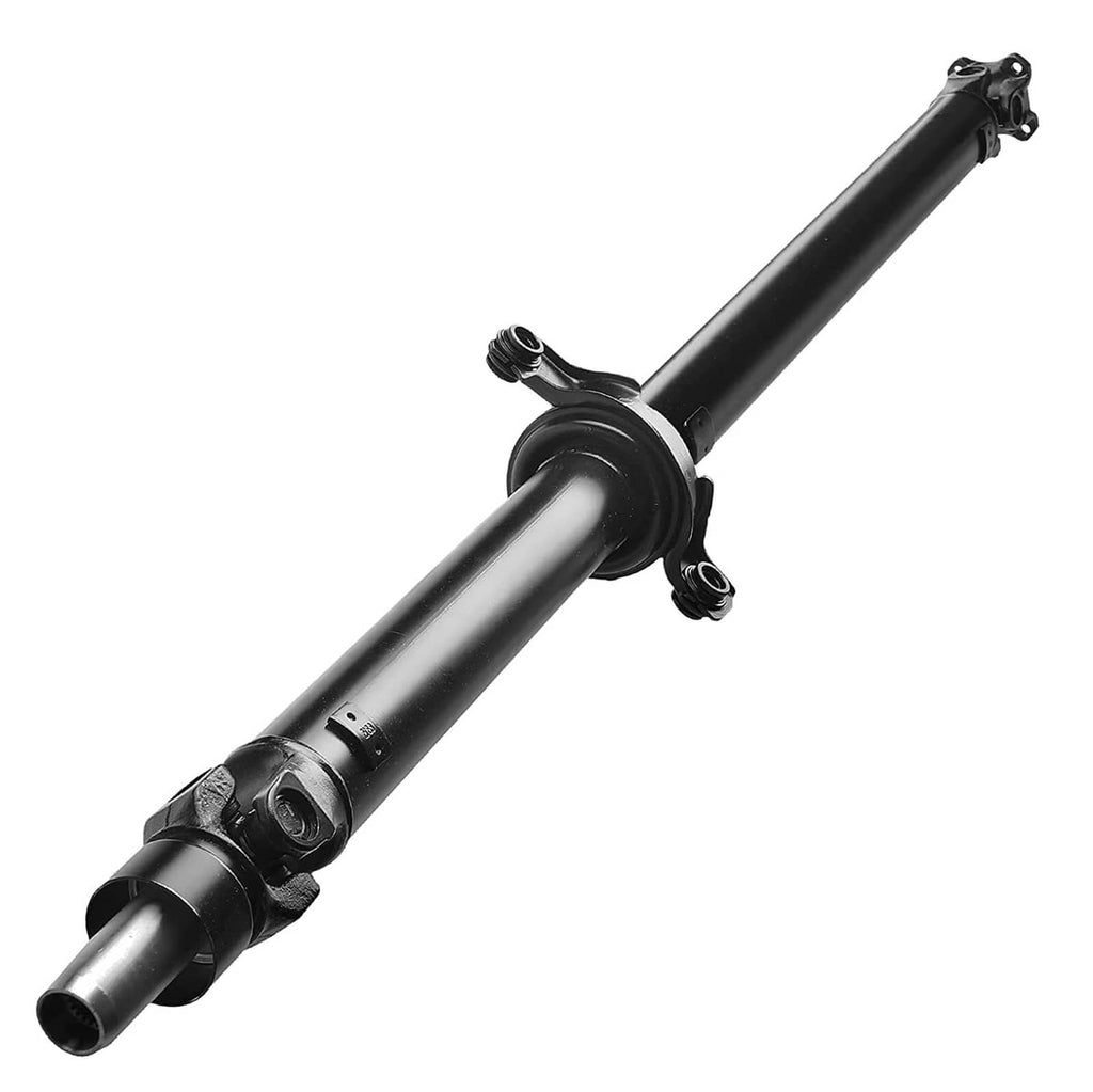 Rear prop shaft assembly with black steel shaft and U-joint yoke ends