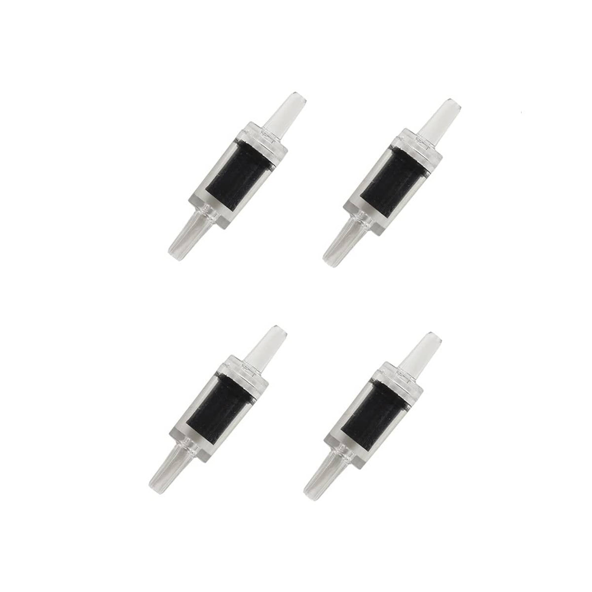 Transparent white aquarium airline check valve connectors with black flow inserts