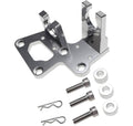 Metal trans shifter cable bracket with mounting holes and included screws, pins, washers