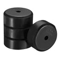 Black multi-purpose rubber spacer set, stacked cylinders with center holes