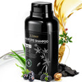 Black hair dye shampoo bottle, 6-in-1 formula for gray coverage