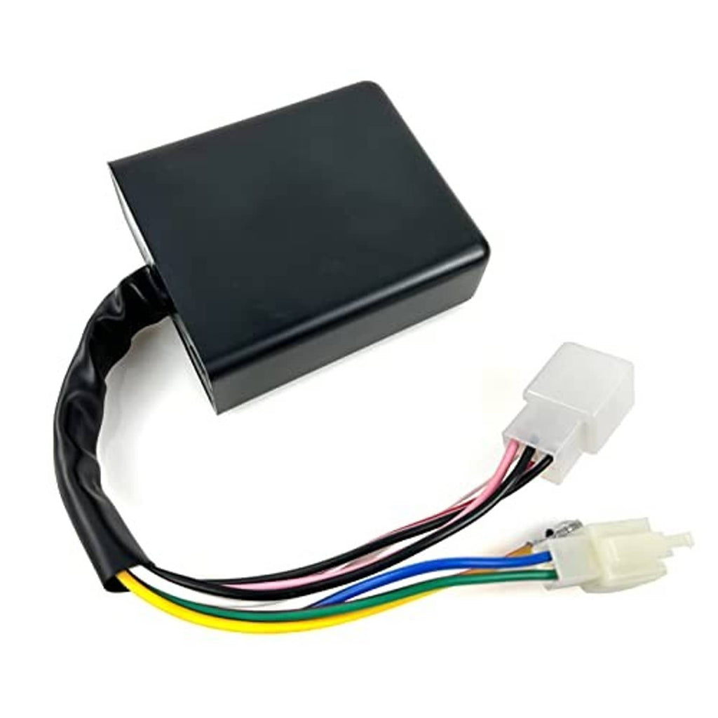 CDI igniter box with black housing and four-wire connector plug harness