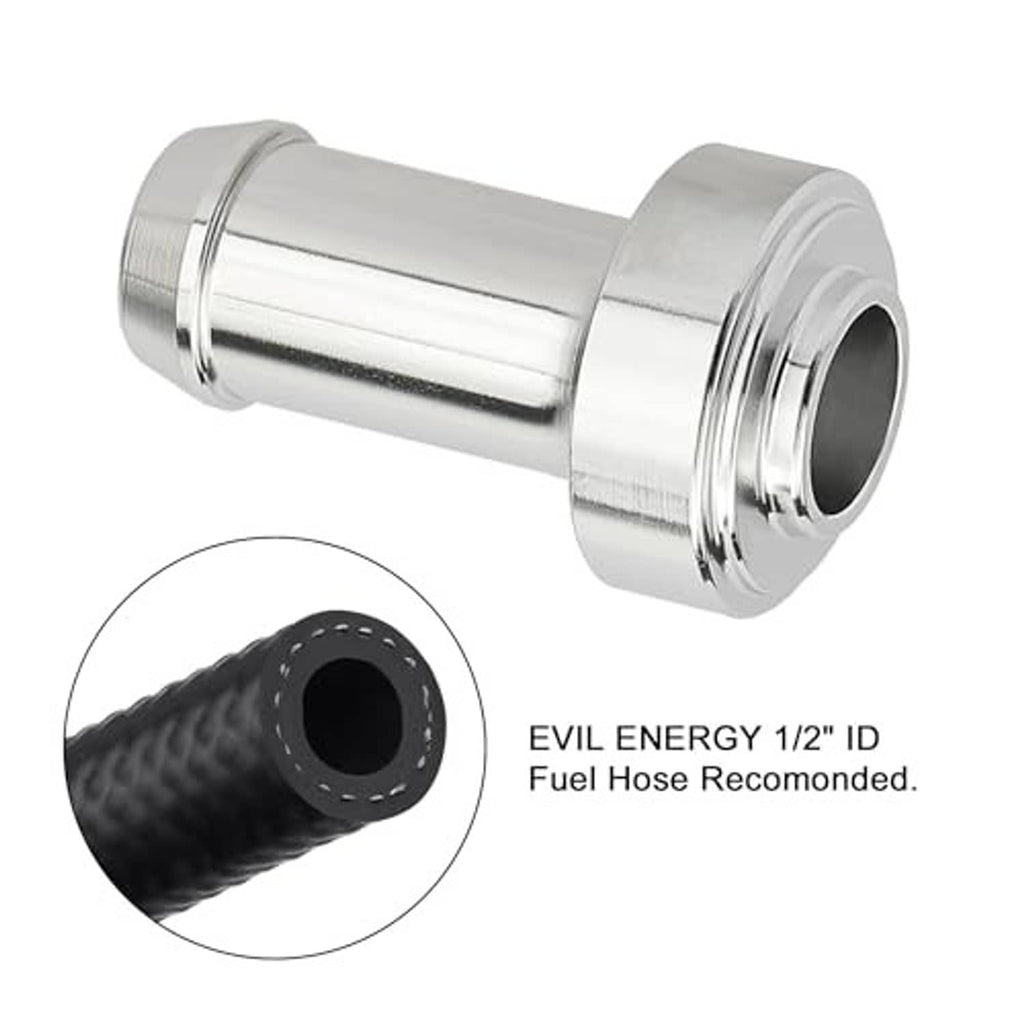 Silver hose barb tail nipple with weld collar and barbed hose connection detail