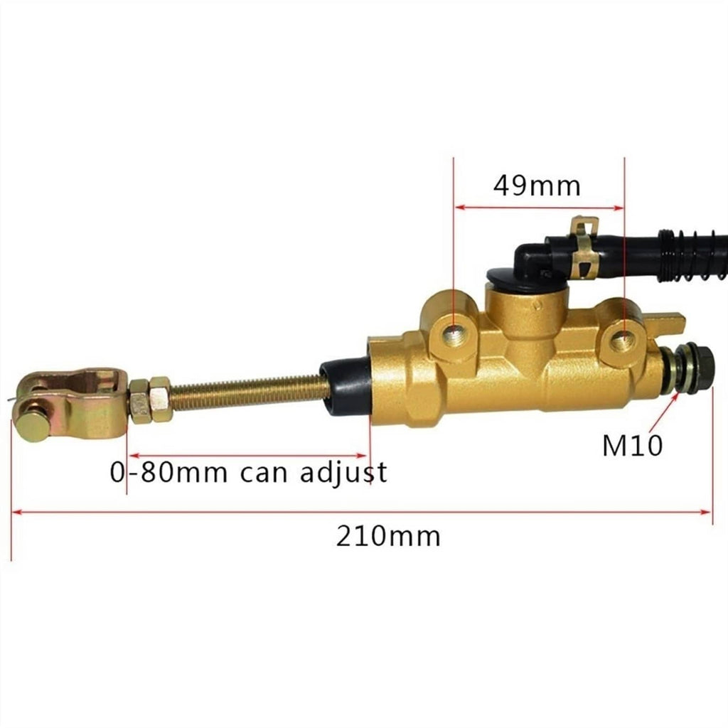Rear brake master cylinder pump size: 210mm length, 49mm bracket, M10