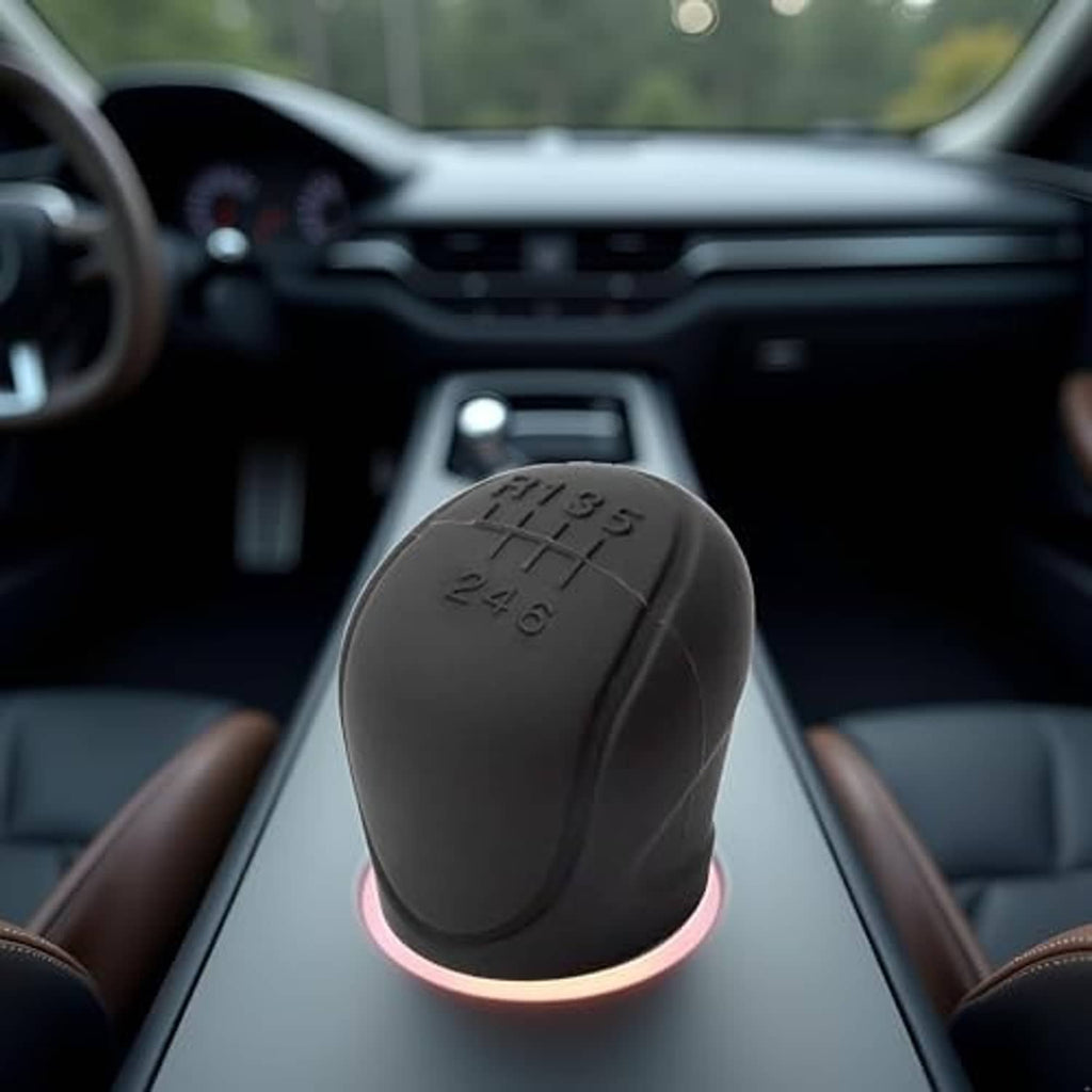 Black silicone manual 6-speed gear shift knob cover with embossed shift numbers