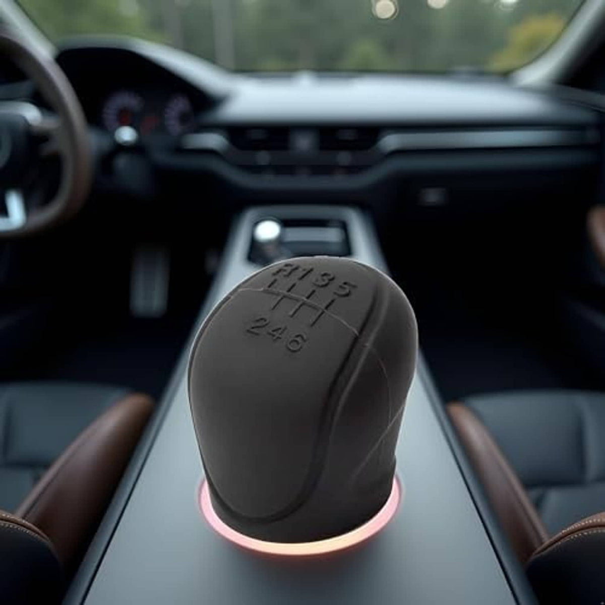 Black silicone manual 6-speed gear shift knob cover with embossed shift numbers