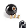 Black glossy 8-ball style manual gear shift knob with gold threaded inserts and socket
