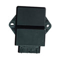 Black rectangular CDI control module with mounting bracket and two side holes