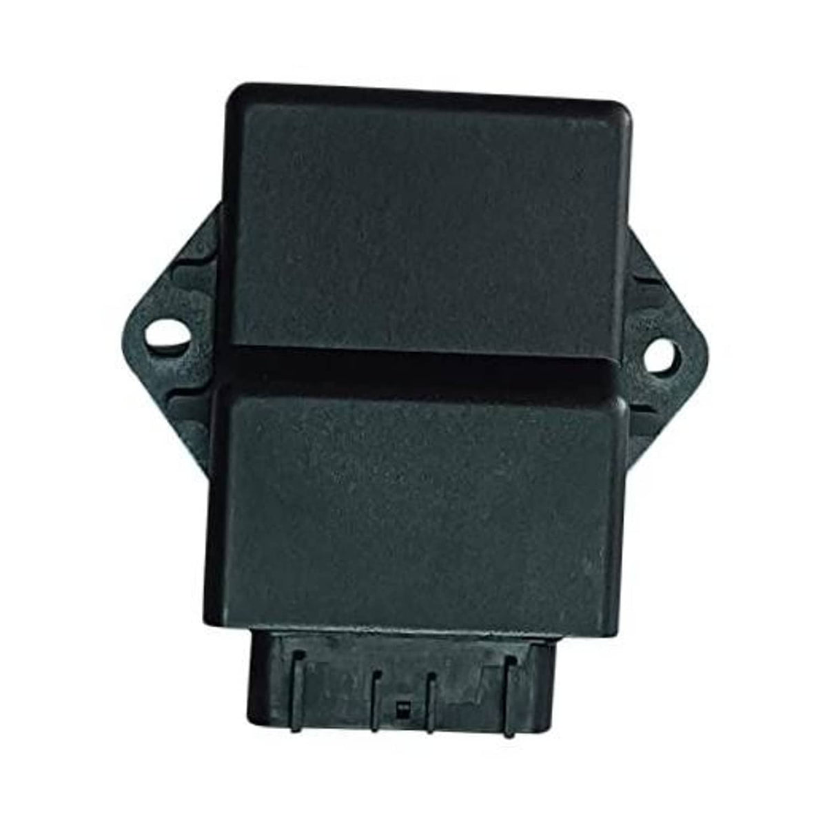 Black rectangular CDI control module with mounting bracket and two side holes