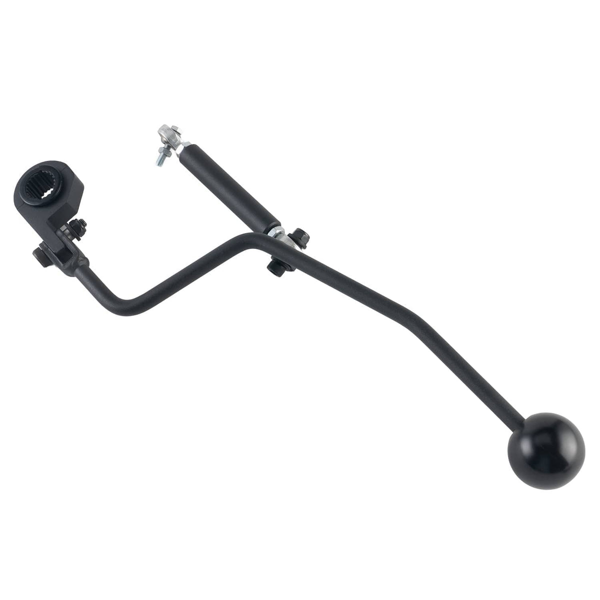 Black forward-reverse shifter arm with two lever sections and round ball end