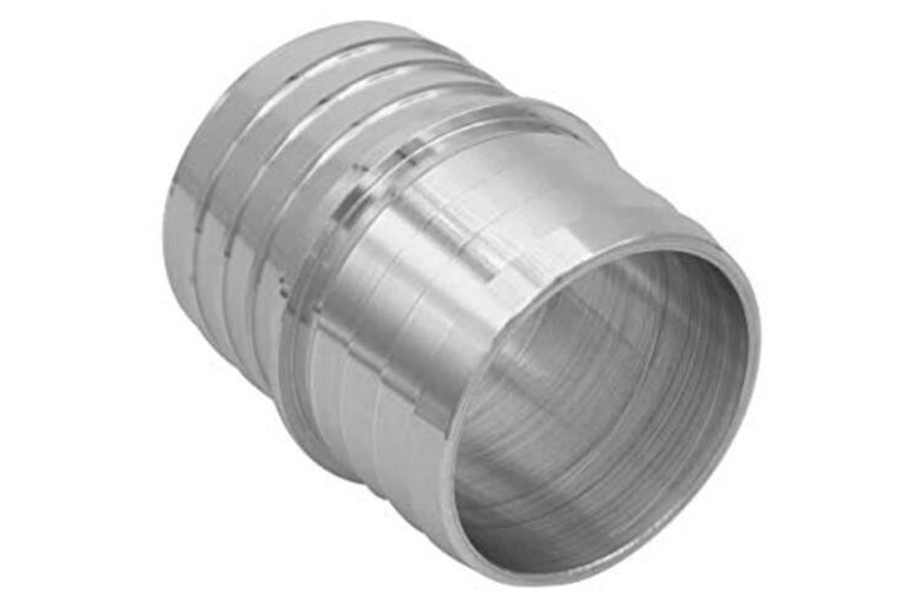 Stainless steel hose barb splice coupler adapter, barbed connection end visible