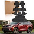 Set of black all-weather rubber floor mats with raised ridges for Toyota Highlander