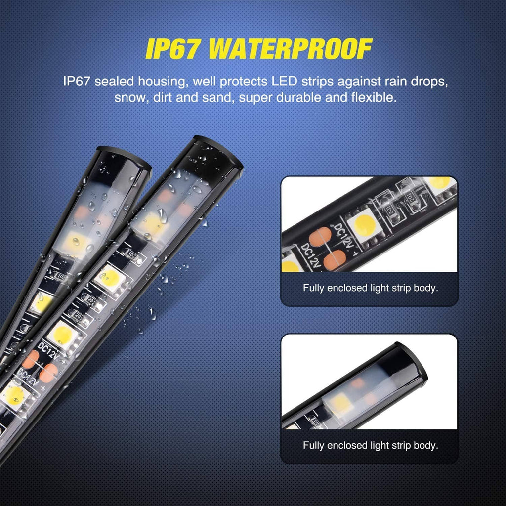 IP67 waterproof LED strip with sealed housing and visible SMD chip bars.