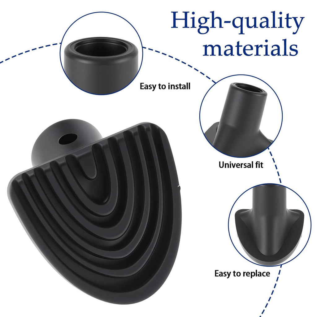 Pair of black golf bag stand replacement feet with ribbed underside