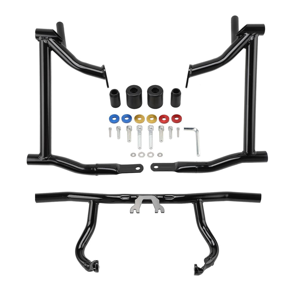Black crash bar set with mounting brackets and hardware bolts and spacers
