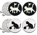 Magnetic golf ball markers with cat and paw icons, double-sided black/white discs