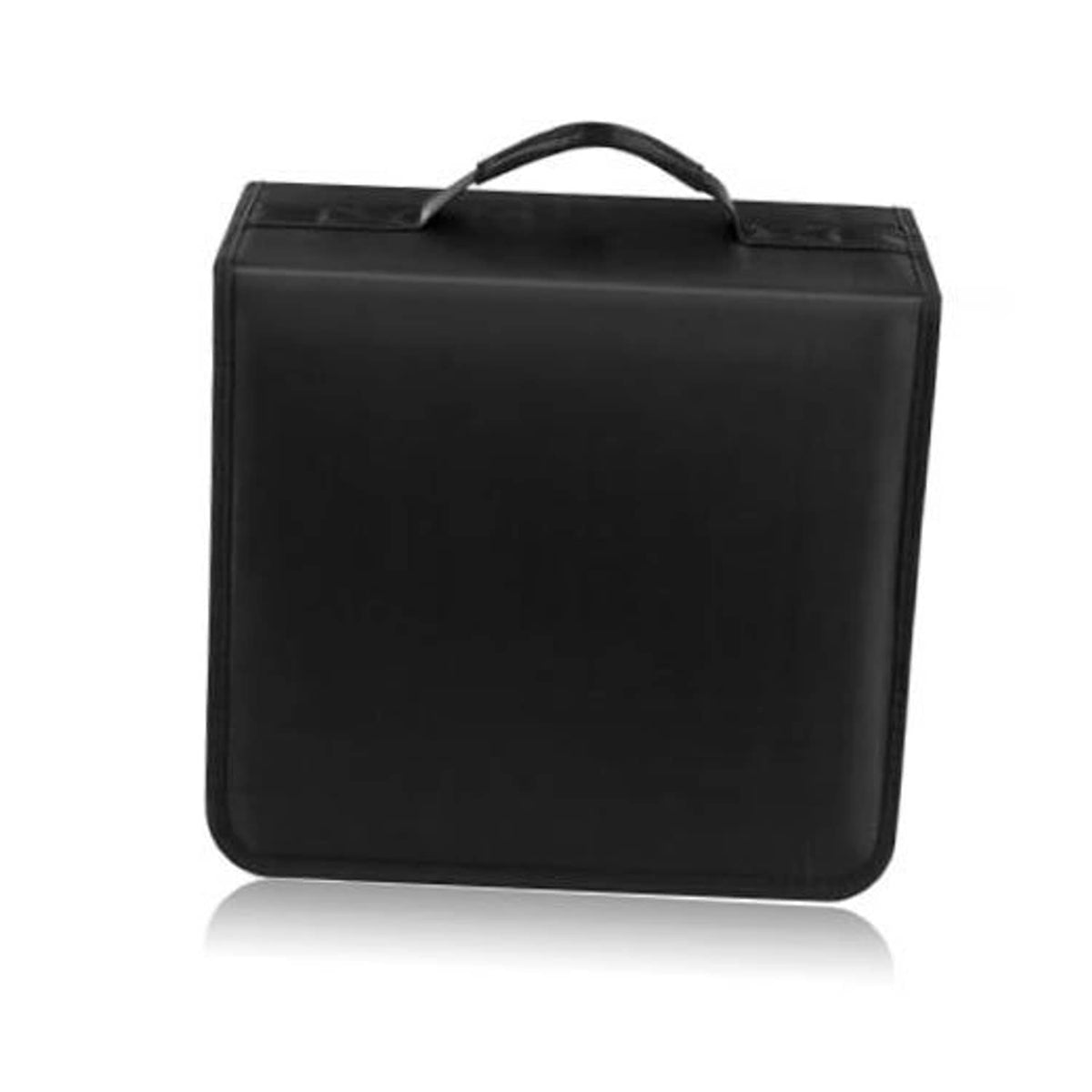 Black DVD/CD storage case binder with top handle and square cover