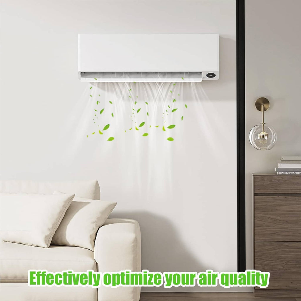 Black foam filter pad covering window air conditioner front grille