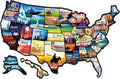 USA state travel map sticker decal with colorful state panels and Alaska/HI pieces