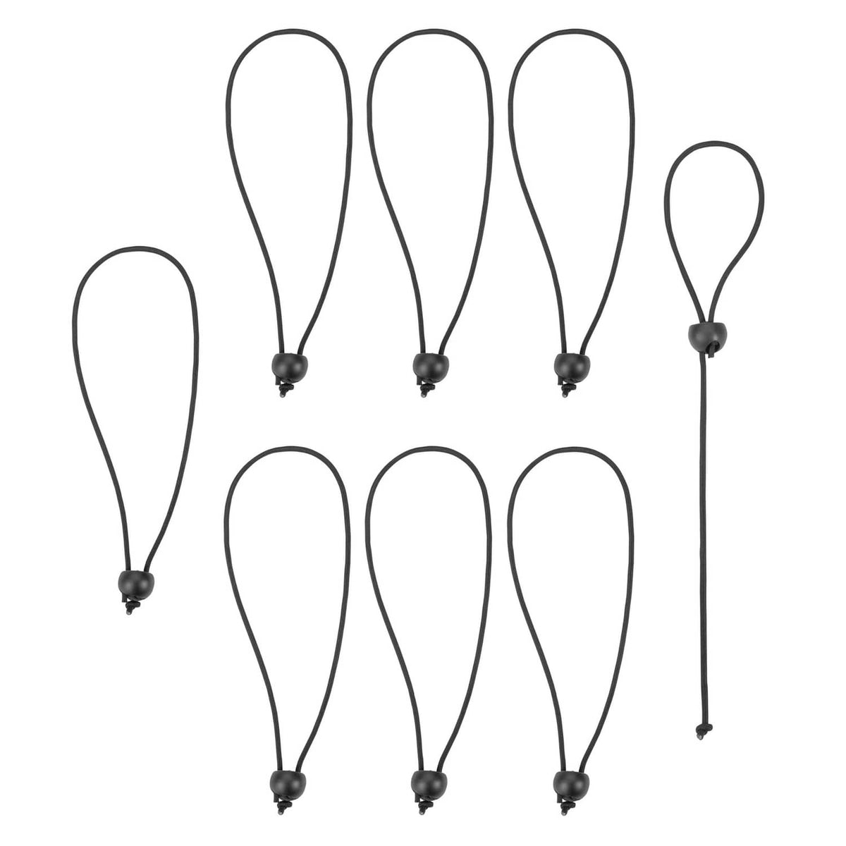 Adjustable toggle ball bungee cord set with black braided cord and end ball toggles