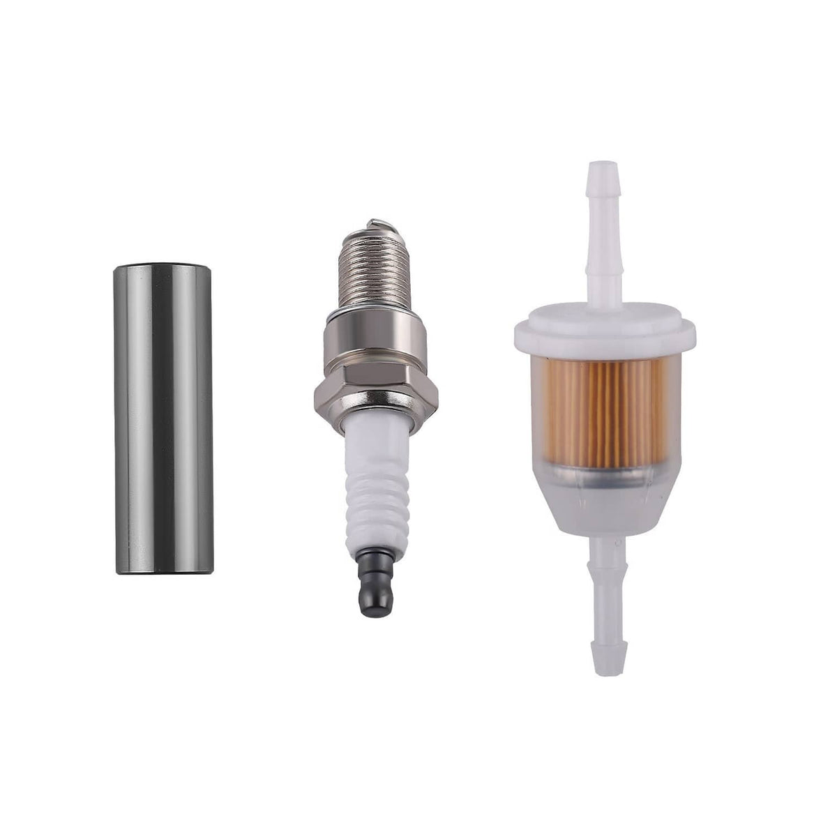 Cylinder top end rebuild kit spark plug and fuel filter components