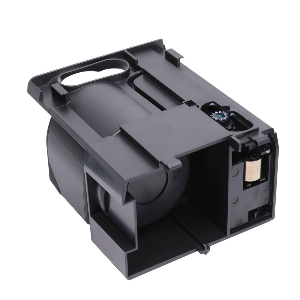 Front retractable cup holder housing with cup ring and mounting tabs, black