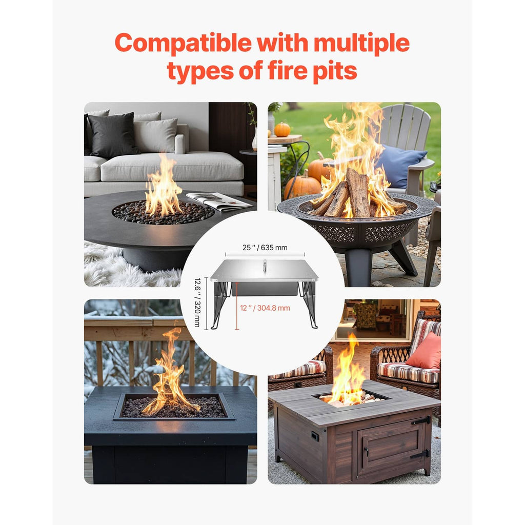 Square heat deflector plate compatible with multiple outdoor fire pit setups