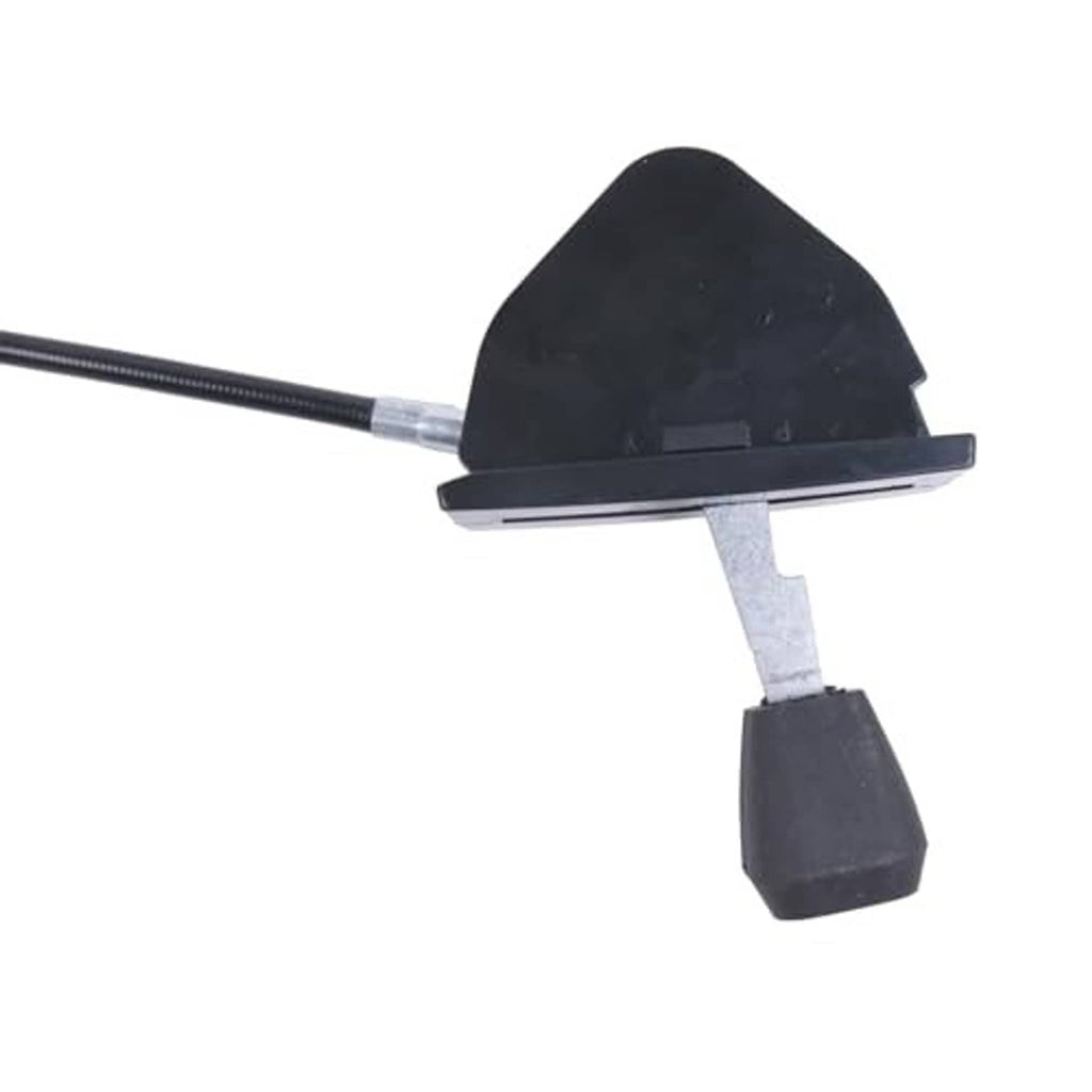 Throttle lever control with black cable sleeve and rubber actuator knob.