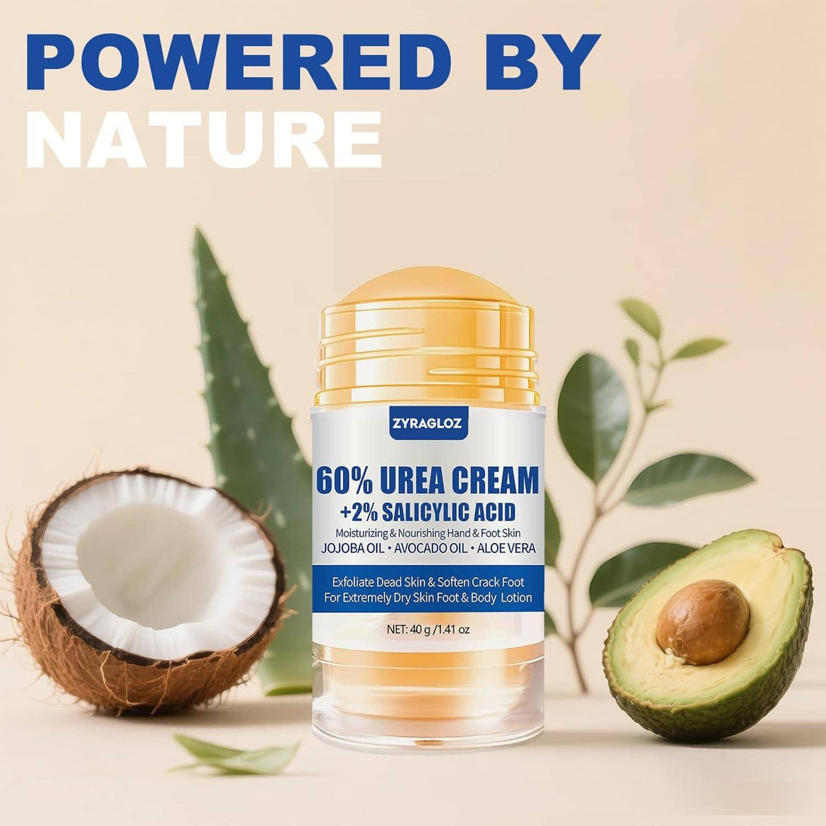 Urea cream jar with blue label, 60% urea and 2% salicylic acid