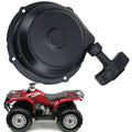 Recoil starter pull start kit with black engine cover and pull handle, starter rope