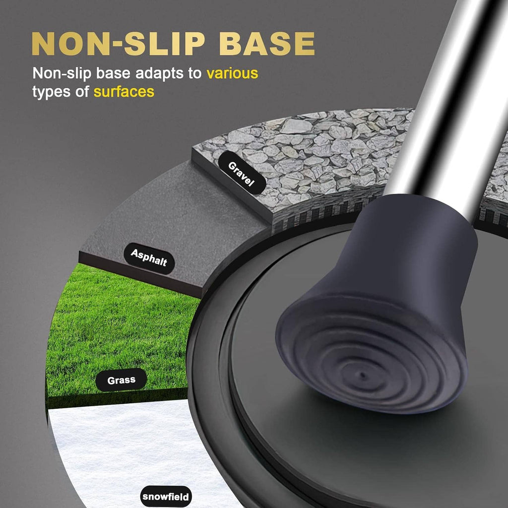 Folding walking cane with seat, aluminum legs with non-slip rubber feet